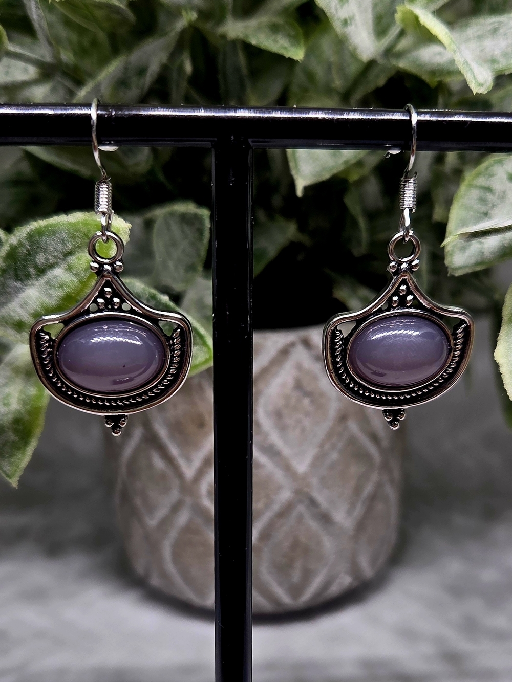 Sterling-Style Purple Stone Vintage Style Earrings